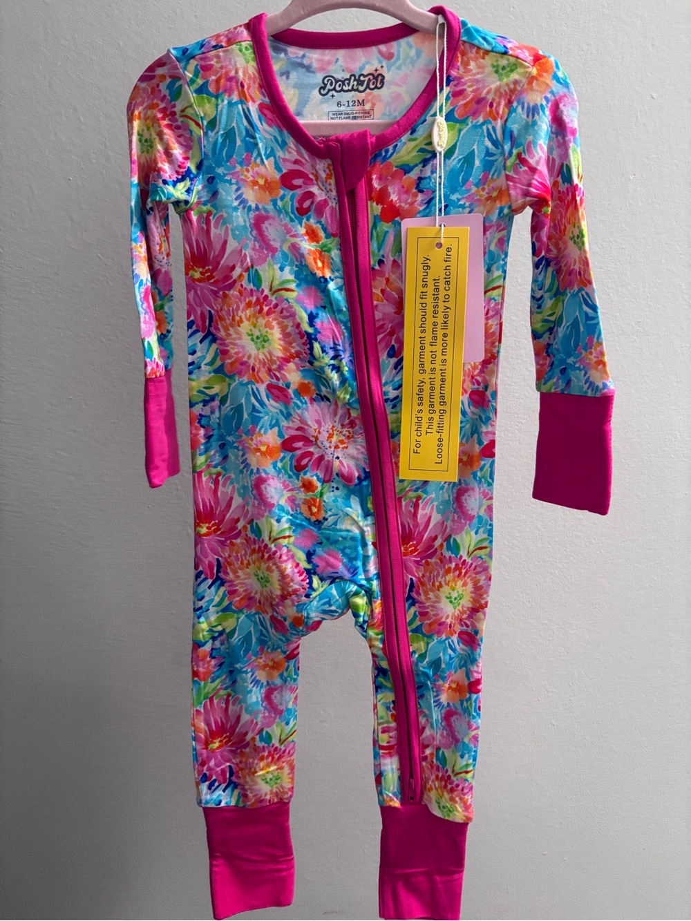 Posh Floral Pink & Blue Zip One-Piece for Kids